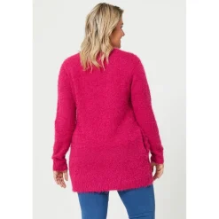 Be You Fluffy Knit Cardigan in Pink