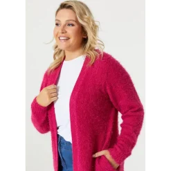 Be You Fluffy Knit Cardigan in Pink
