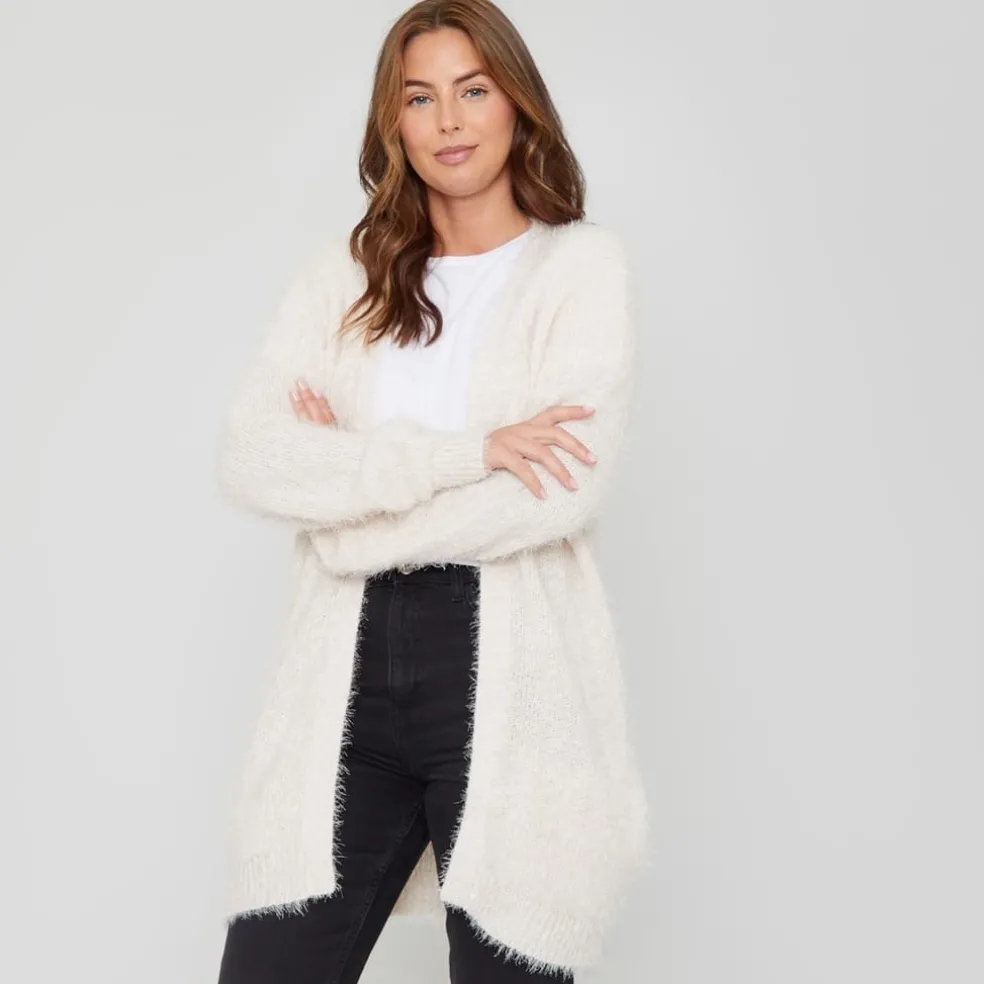 Be You Fluffy Relaxed Fit Long Sleeve Sweater in Cream