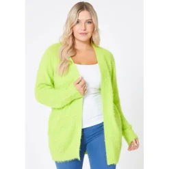 Be You Fluffy V Neck Long Sleeve Sweater in Green