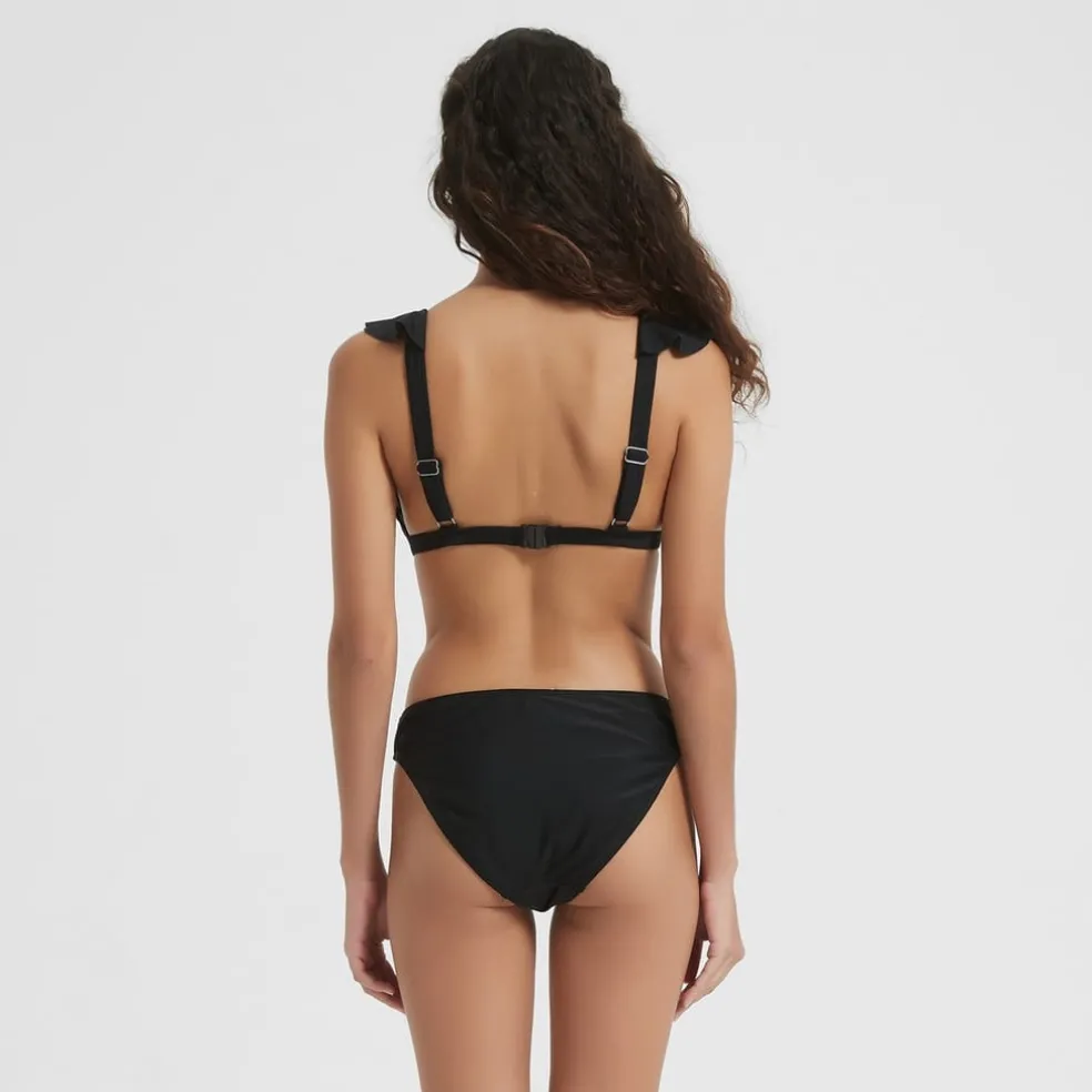 Be You Frill Bikini Top in Black