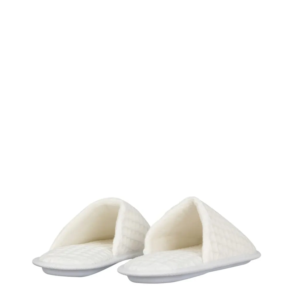 Be You Memory Foam Waffle Slippers in White