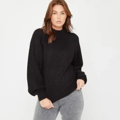 Be You Mock Neck Relaxed Fit Sweater in Black