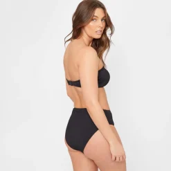 Be You Textured Bandeau Bikini Top in Black