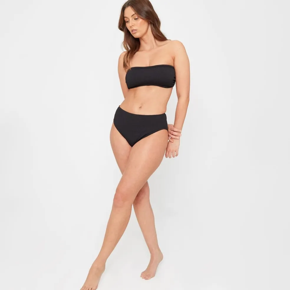 Be You Textured Bandeau Bikini Top in Black