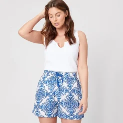 Be You Tile Woven Pyjama Shorts in Blue
