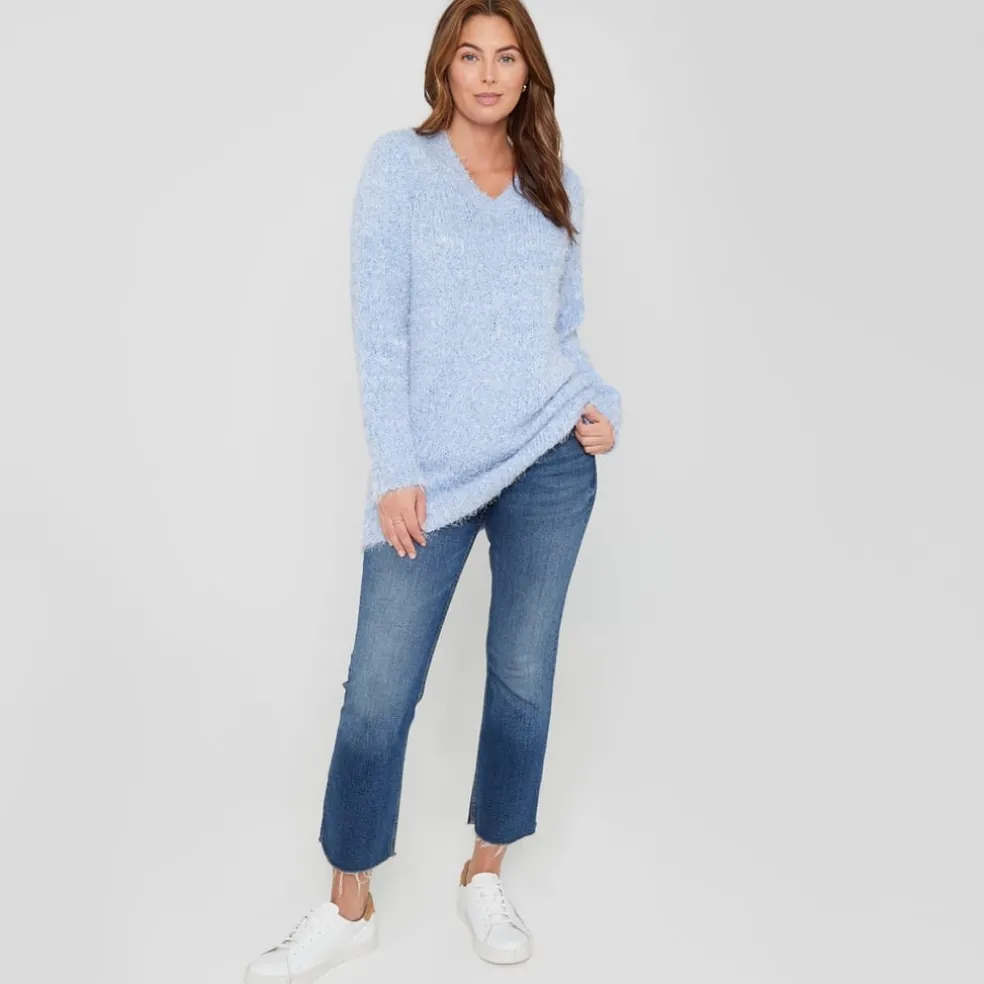 Be You V-Neck Relaxed Fit Sweater in Blue