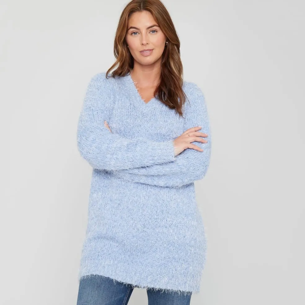 Be You V-Neck Relaxed Fit Sweater in Blue