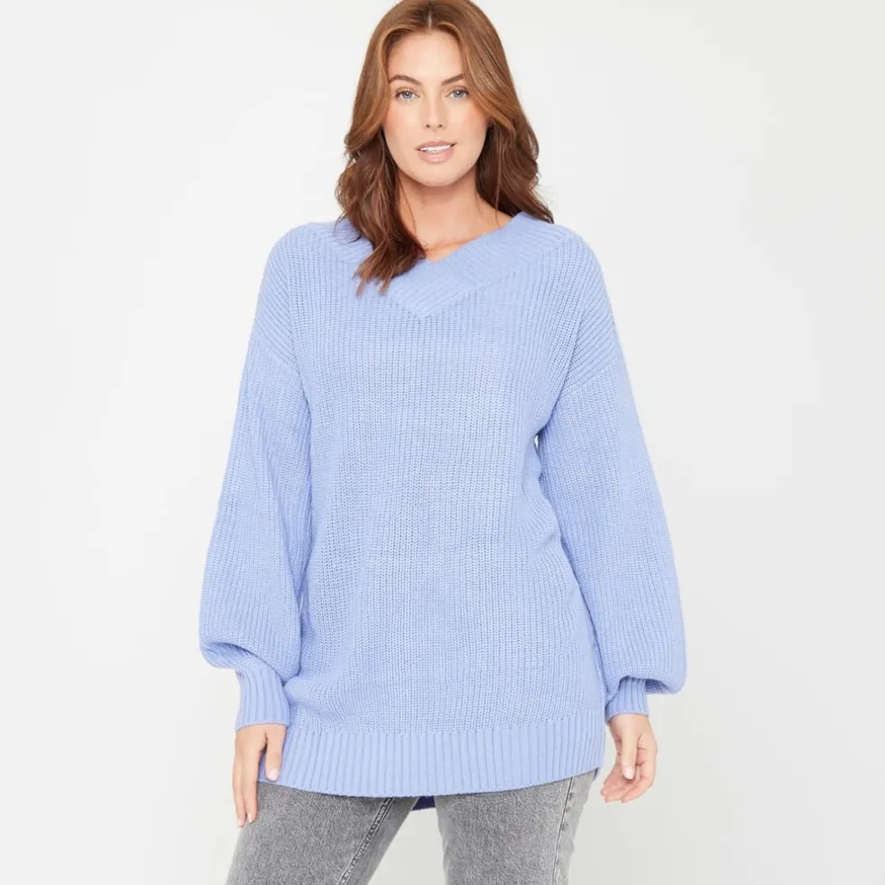 Be You V-Neck Slouch Sweater in Pink