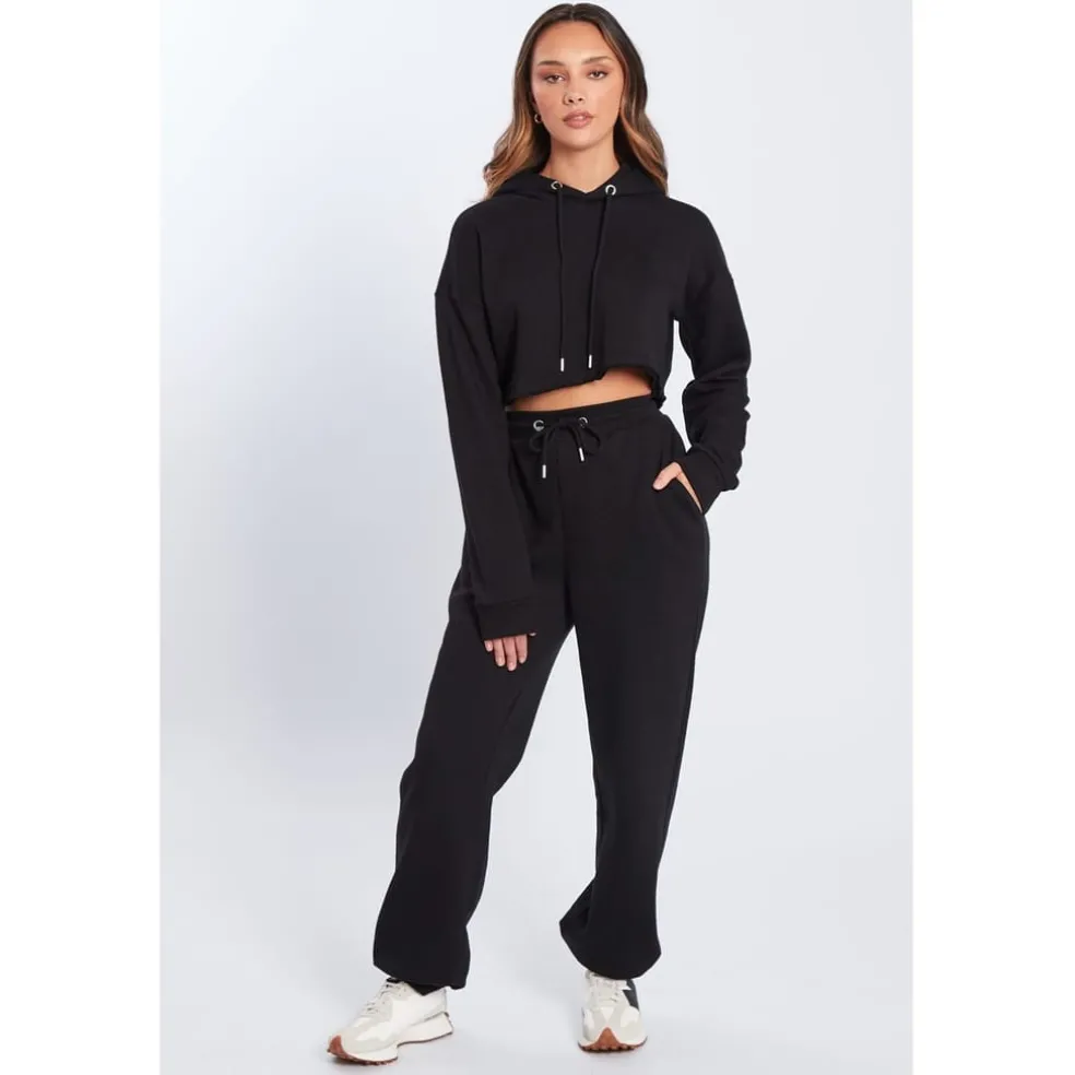 Be You You Crop Hoodie in Black