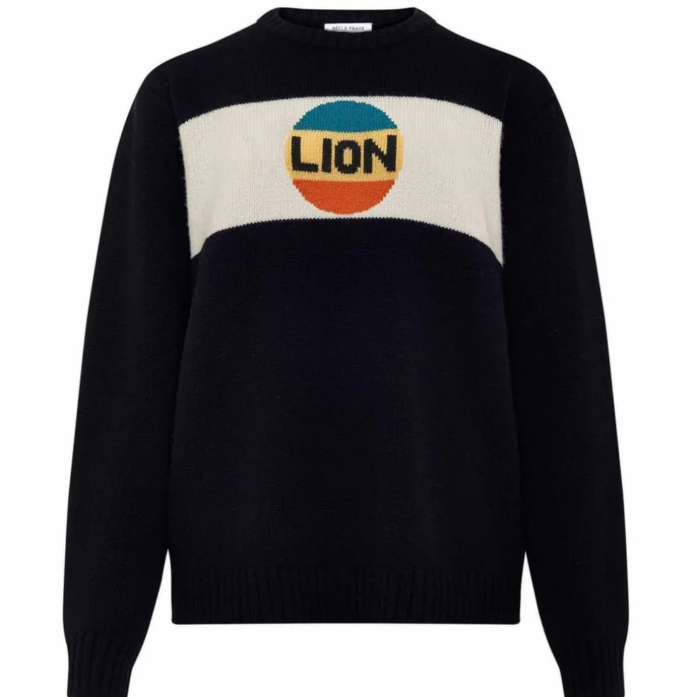 Bella Freud Big Lion Stripe Jumper in Black