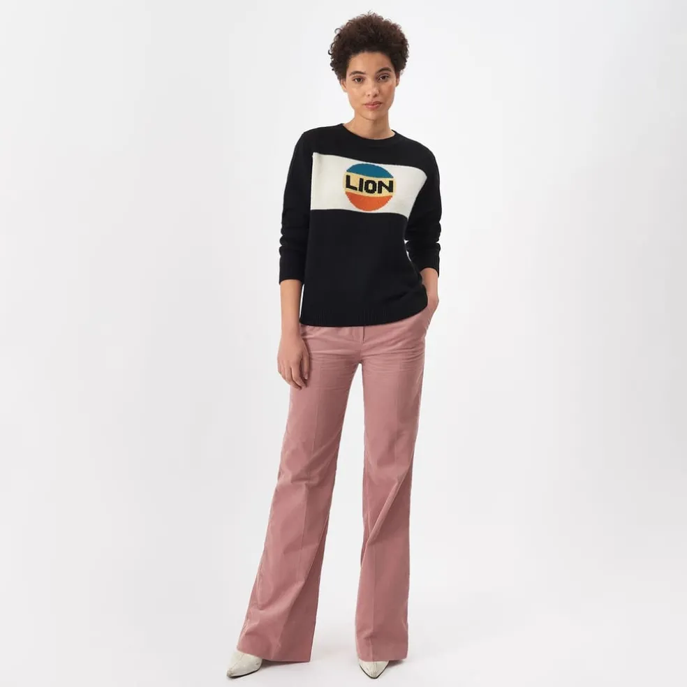 Bella Freud Big Lion Stripe Jumper in Black