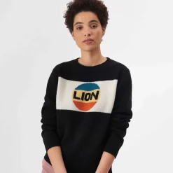 Bella Freud Big Lion Stripe Jumper in Black