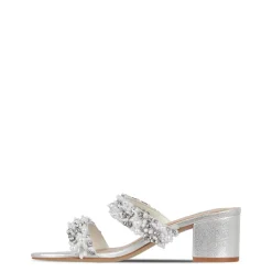 Biba 2 Strap Block Heel Sandal in Silver