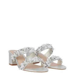 Biba 2 Strap Block Heel Sandal in Silver