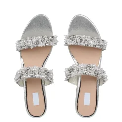 Biba 2 Strap Block Heel Sandal in Silver
