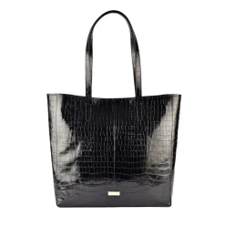 Biba Crocodile Patterned Embossed Tote in Black