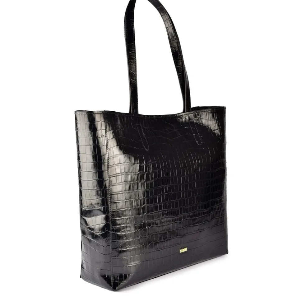 Biba Crocodile Patterned Embossed Tote in Black