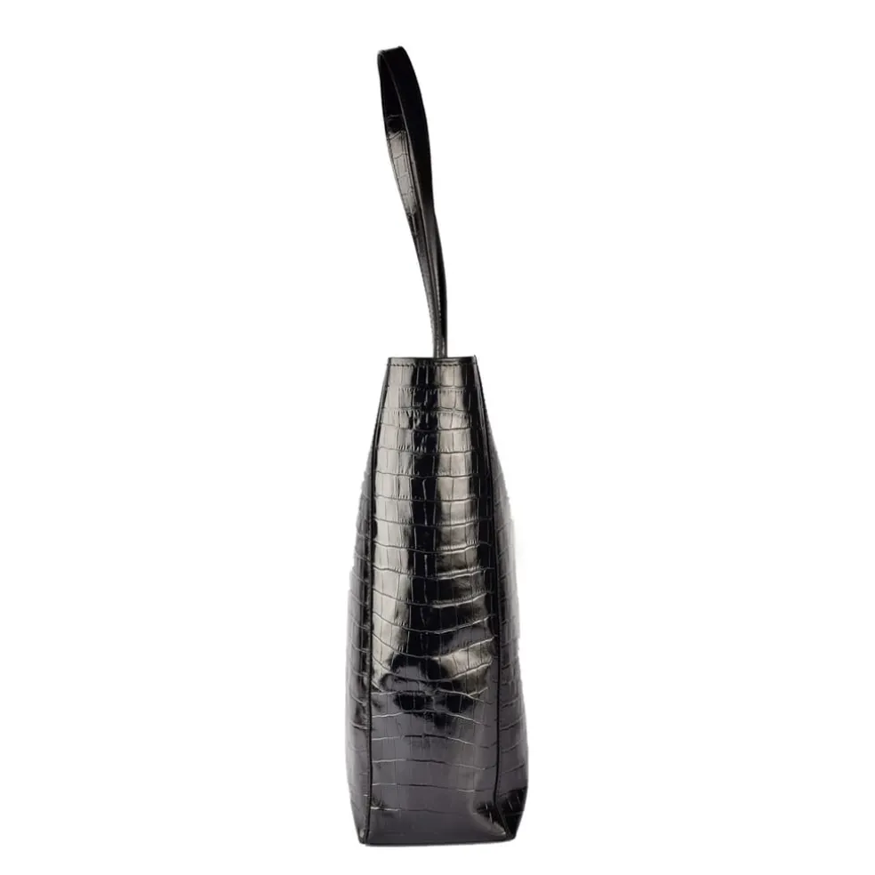 Biba Crocodile Patterned Embossed Tote in Black