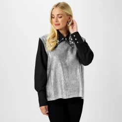 Biba Embellished Collar 2in1 Jumper in Silver