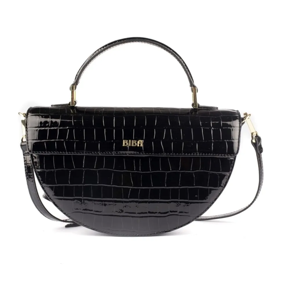 Biba Patent Croc Crossbodyody Bag in Black