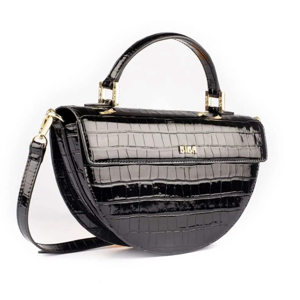 Biba Patent Croc Crossbodyody Bag in Black