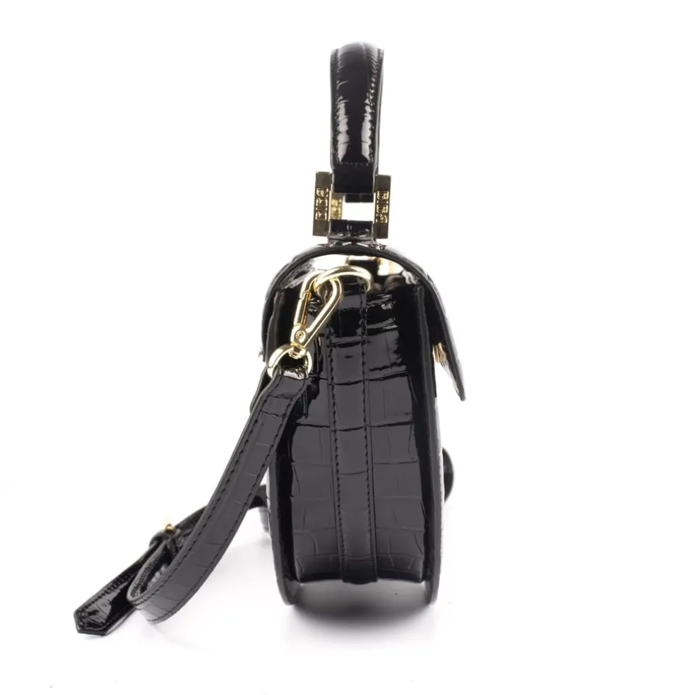 Biba Patent Croc Crossbodyody Bag in Black