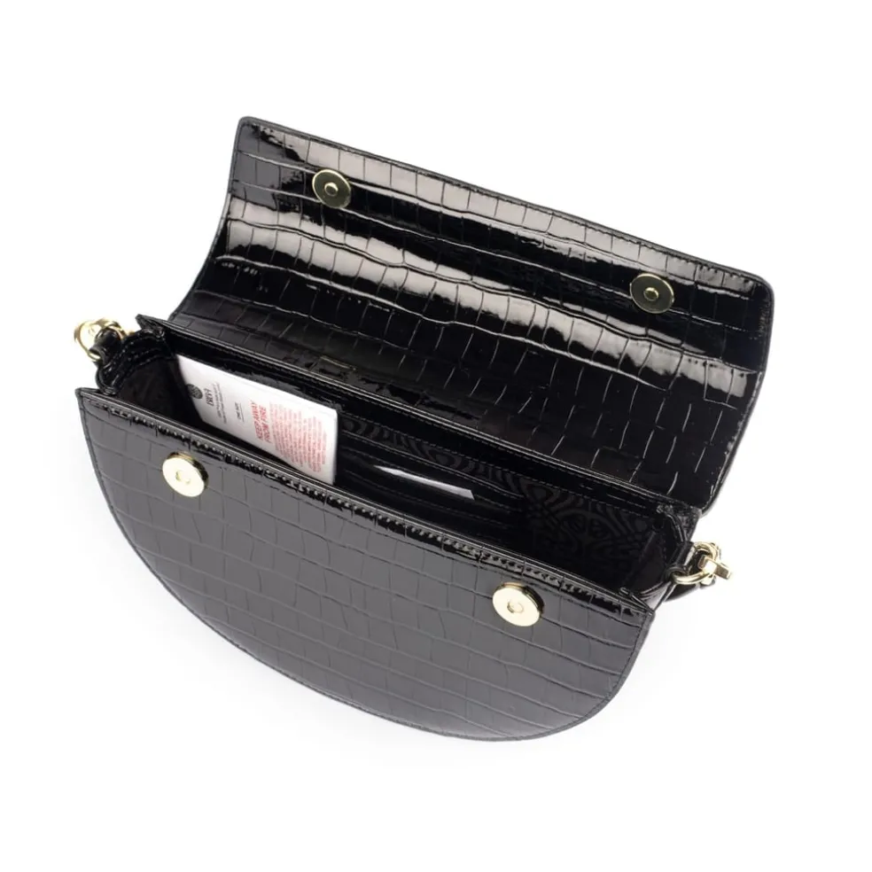 Biba Patent Croc Crossbodyody Bag in Black