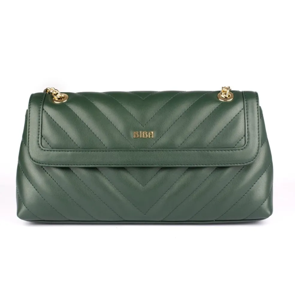Biba Quilted Shoulder Bag in Green