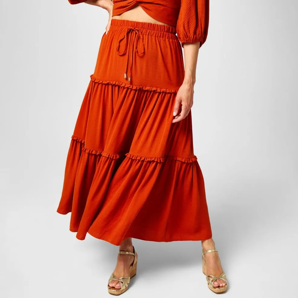 Biba Romantic Skirt in Orange