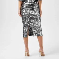 Biba Sequin Midi Skirt in Silver