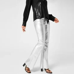 Biba X Tess Daly Silver Flare Trouser in Silver