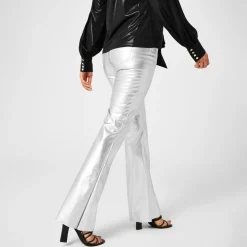 Biba X Tess Daly Silver Flare Trouser in Silver