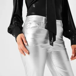 Biba X Tess Daly Silver Flare Trouser in Silver
