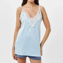Bluebella Chemise V-Neck Mini Slip Dress in Blue