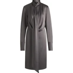 Boss Bascarva Long Sleeve Scarf Neckline Dress in Grey