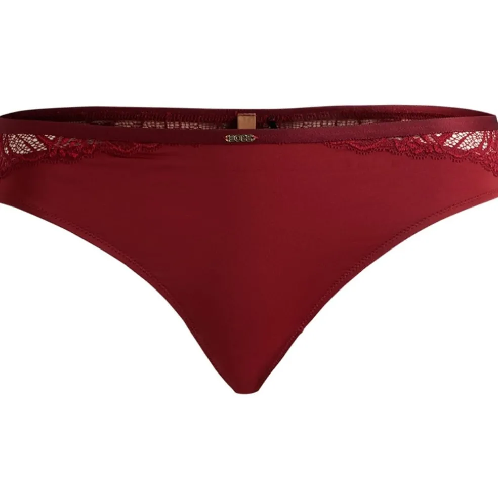 Boss Bianca Floral Patterned Thong in Red