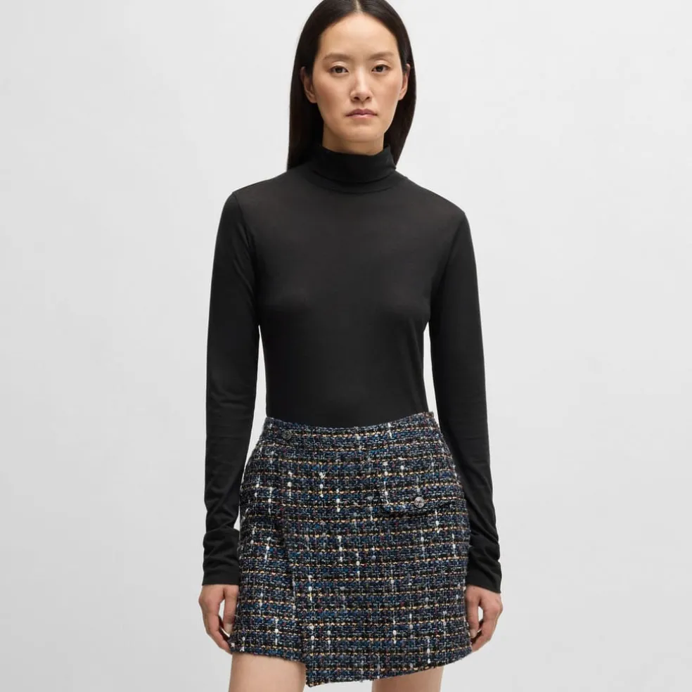 Boss C_Emerie Slim-Fit Rollneck Top in Black