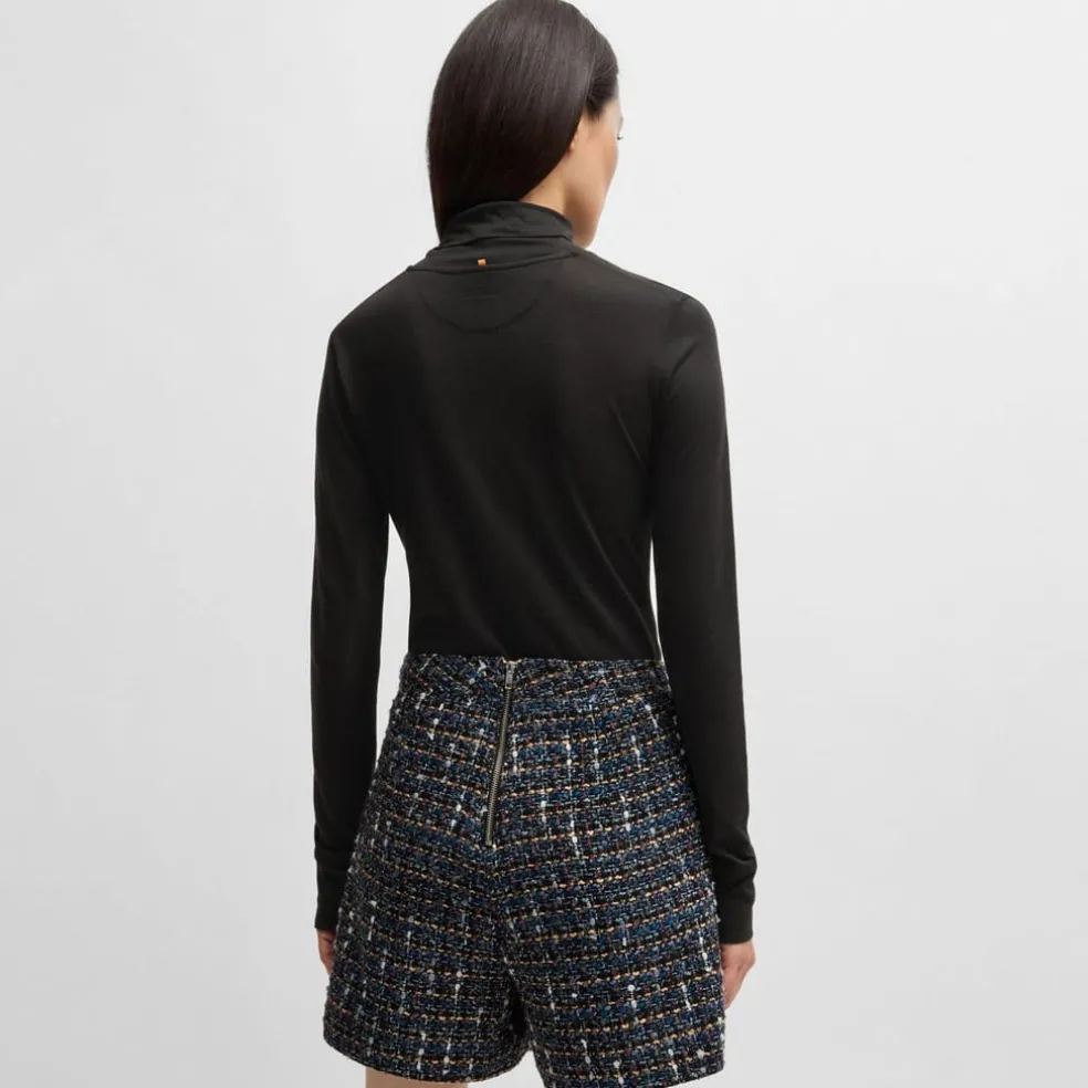 Boss C_Emerie Slim-Fit Rollneck Top in Black