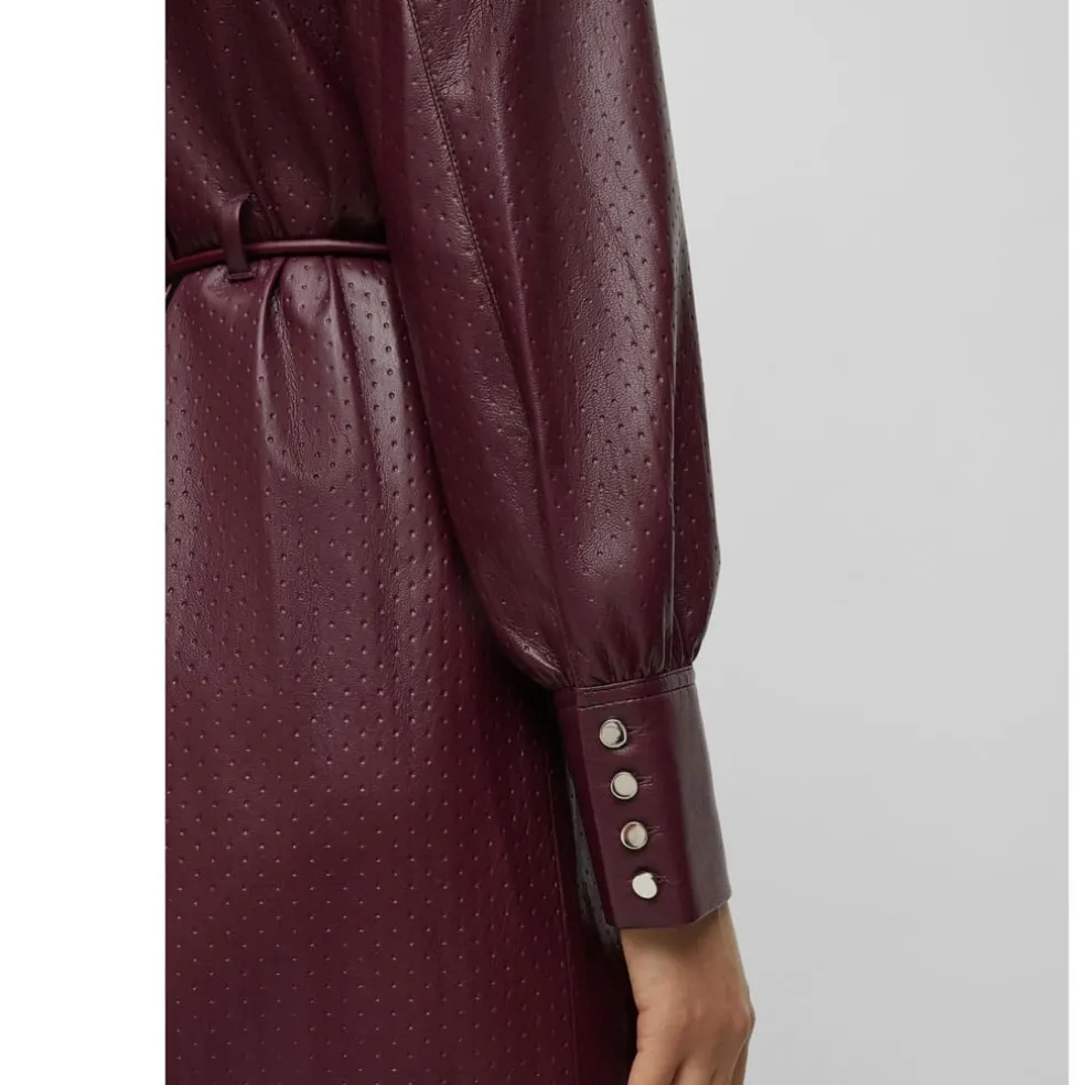 Boss Dibanora10 Belted Shirt Dress in Red