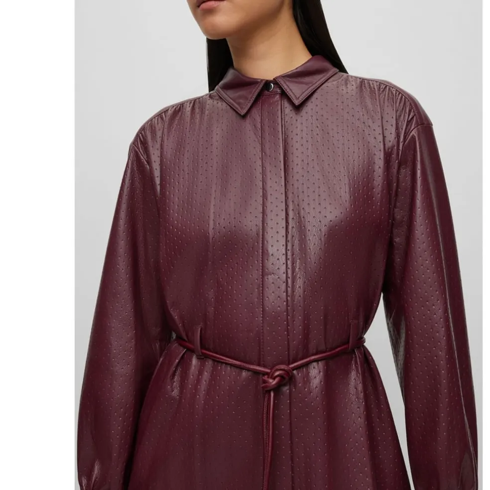 Boss Dibanora10 Belted Shirt Dress in Red