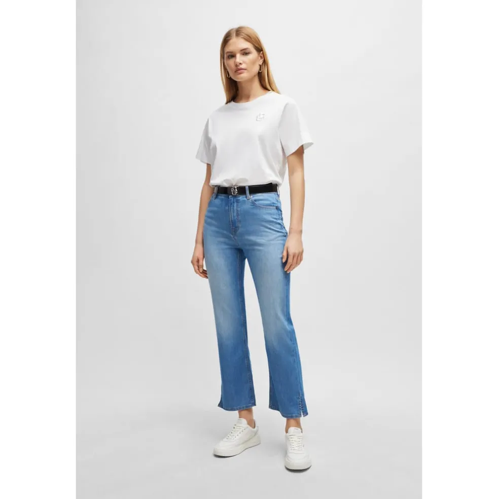 Boss Double Monogram Embroidery Top in White