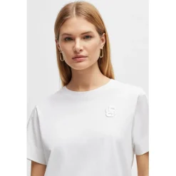 Boss Double Monogram Embroidery Top in White