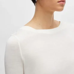 Boss Eleanza Short Sleeve Silk Top in White