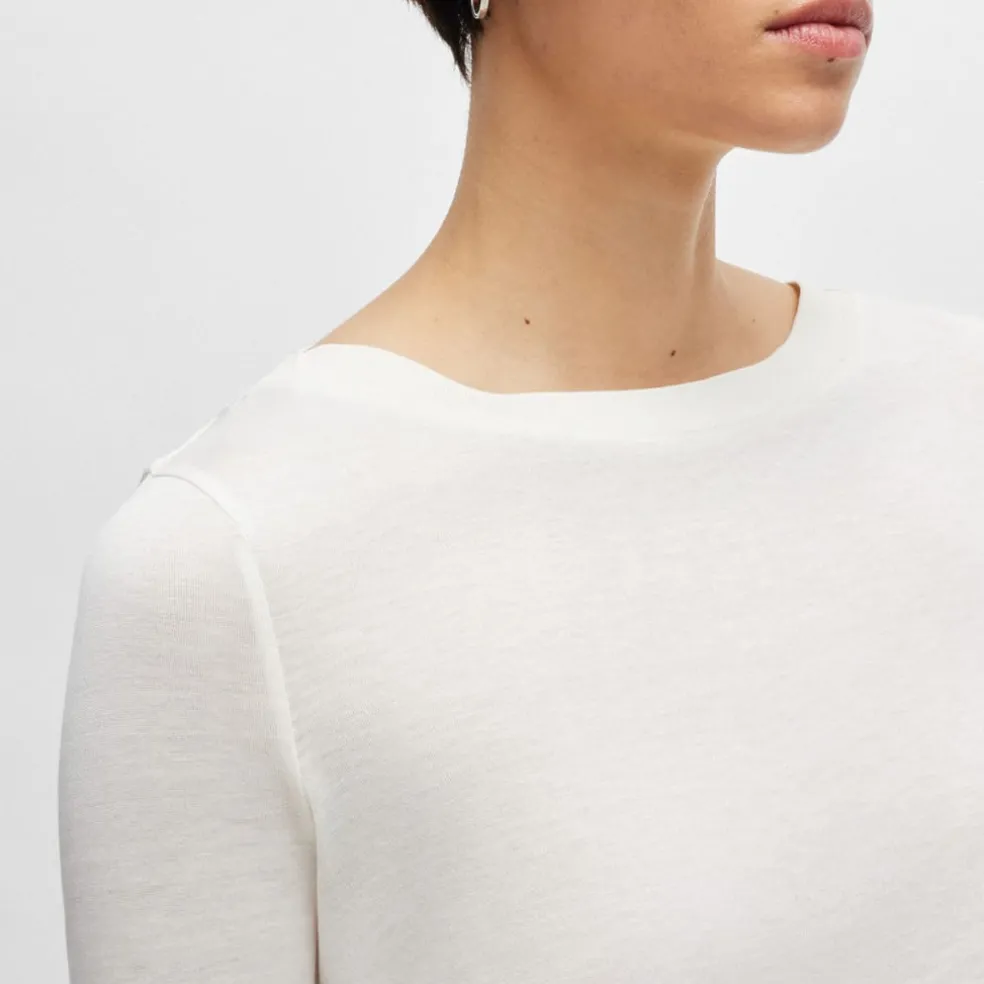 Boss Eleanza Short Sleeve Silk Top in White