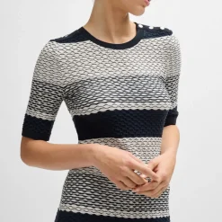 Boss Etanah Structured-Stripe Dress in Tortoiseshell