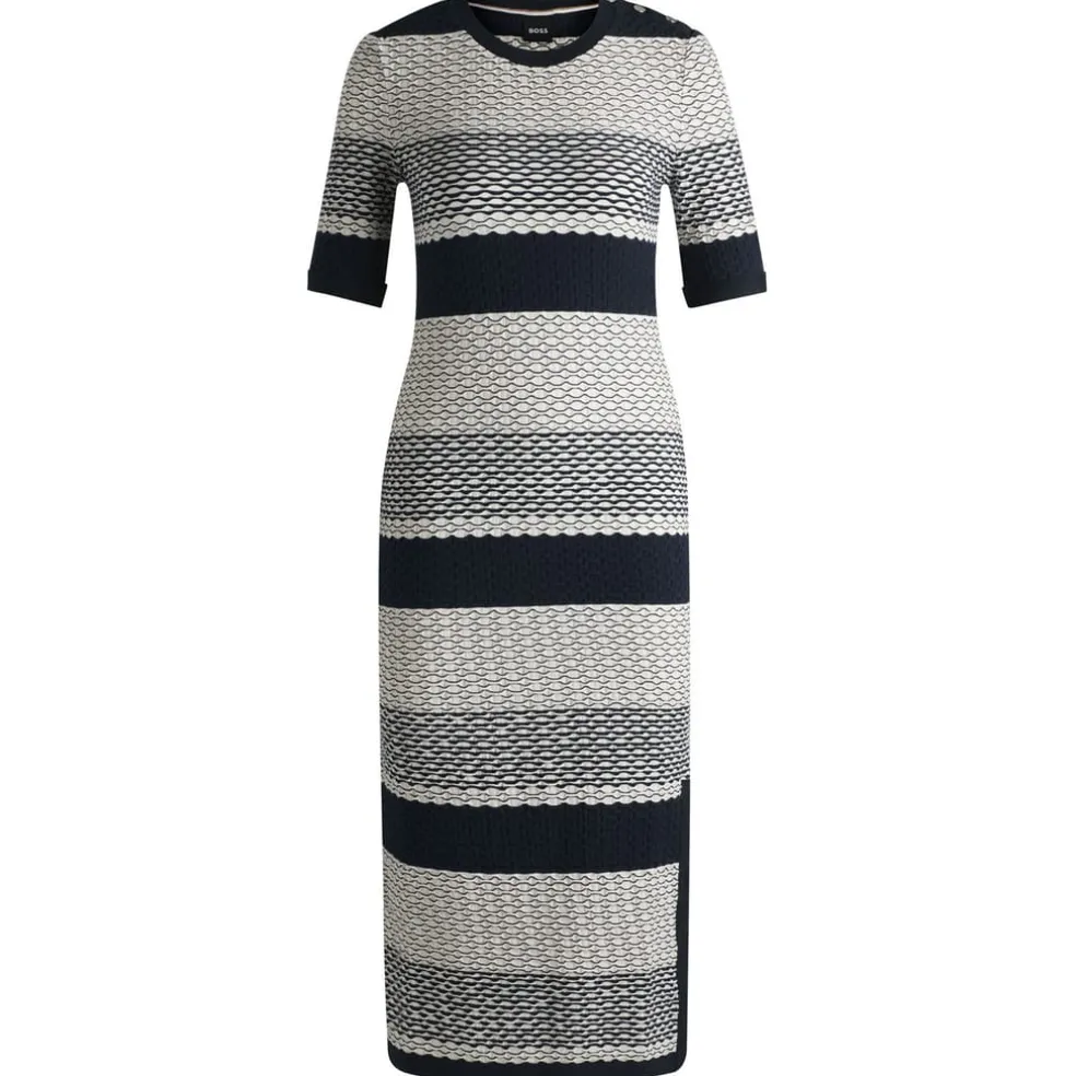 Boss Etanah Structured-Stripe Dress in Tortoiseshell
