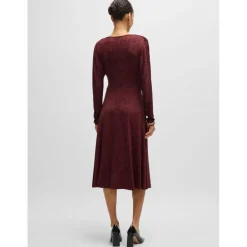 Boss Ettita Allover Print Wrap-Front Dress in Red