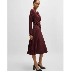 Boss Ettita Allover Print Wrap-Front Dress in Red