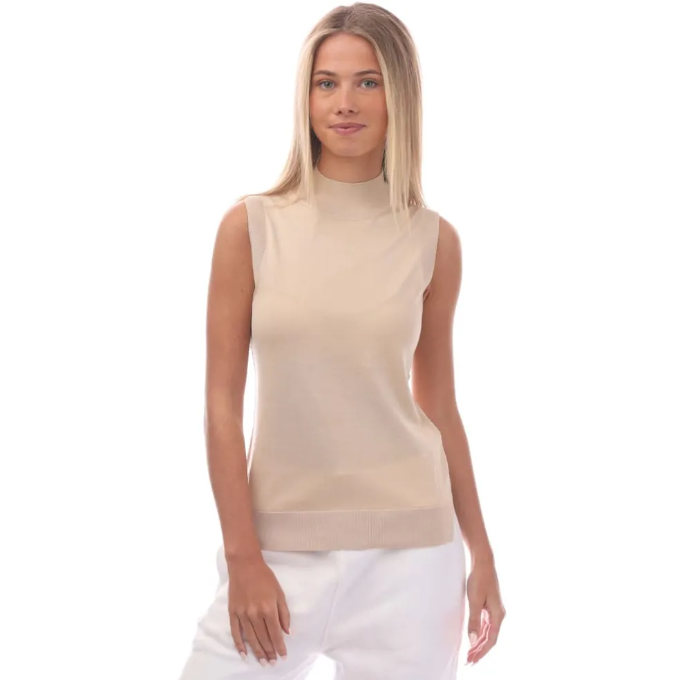 Boss Fomila Knitted Silk Top in Beige